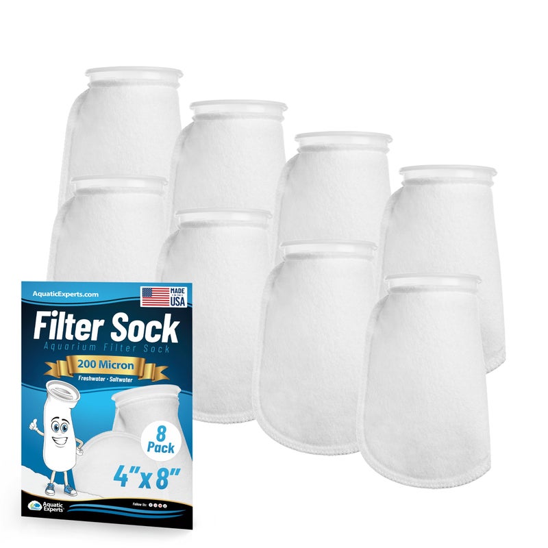 Aquatic Experts 4 inch Ring Filter Socks 200 Micron, Filter Socks for Saltwater Aquarium, Sump Filter Sock, Felt Aquarium Socks, Reef Filter Sock (8 Pack, 4" x 8") - Image 1
